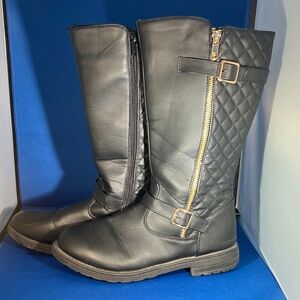 Fabkids Black Quilted Boots with Buckle